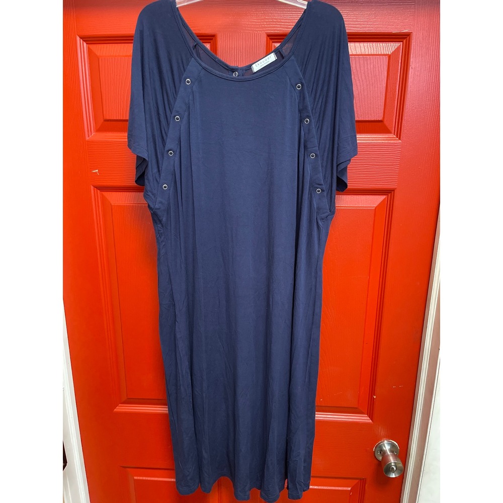 Ekouaer Womens Navy Blue Nursing Nightgown Snap Front Postpartum Sleepwear Large